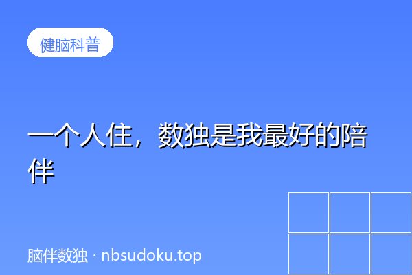 一个人住，数独是我最好的陪伴