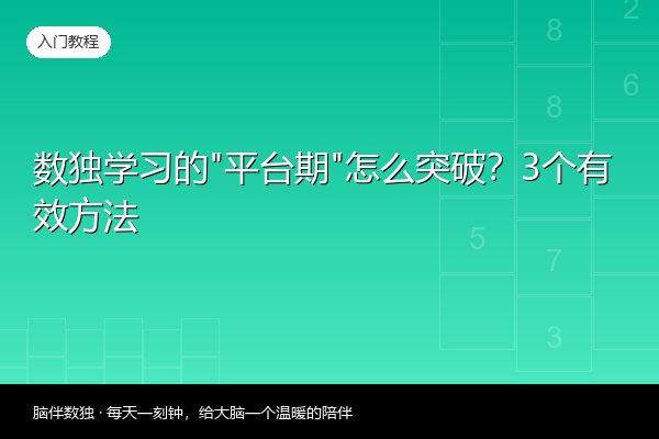 数独学习的"平台期"怎么突破？3个有效方法