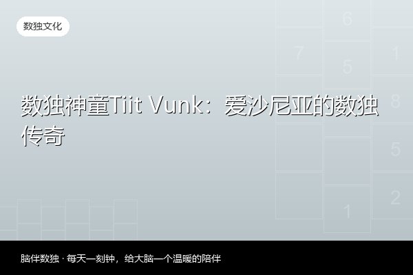 数独神童Tiit Vunk：爱沙尼亚的数独传奇